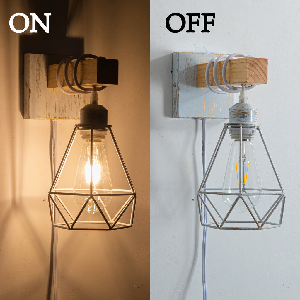 Plug in Wall Sconces 2 Pack White Farmhouse Wall Sconces Lighting Indoor Wall Lamp Plug in Wall Light Fixtures