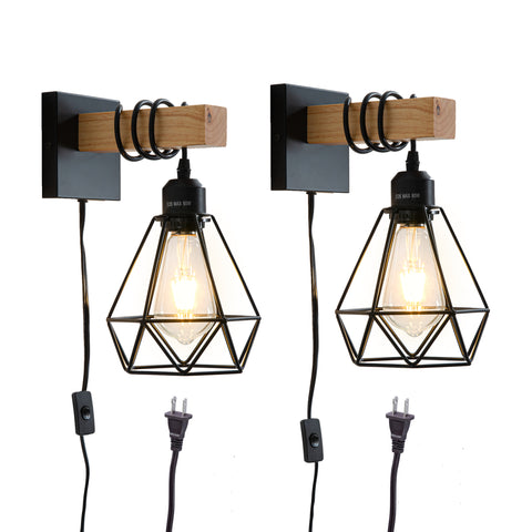 Plug in Wall Sconces 2 Pack Black Wall Sconce Farmhouse Plug in Wall Light Fixture