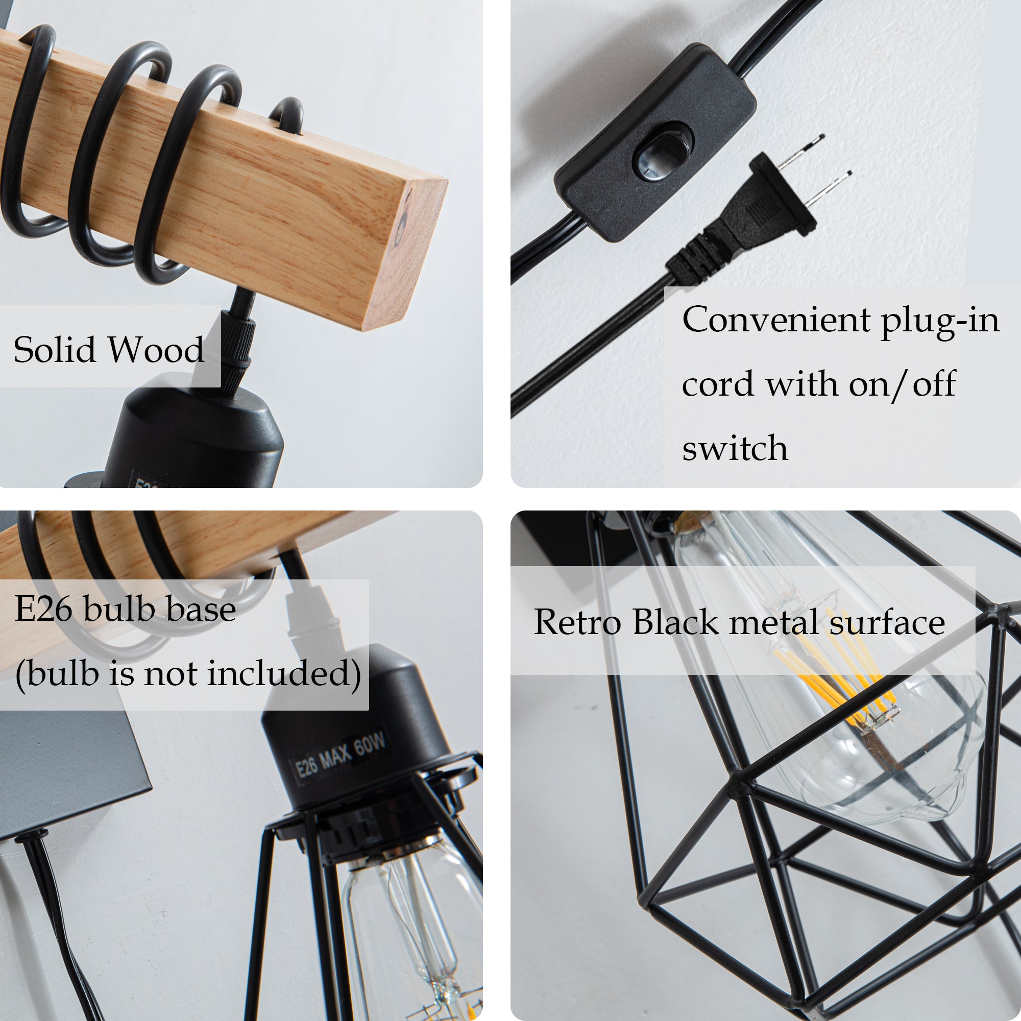 Plug in Wall Sconces 2 Pack Black Wall Sconce Farmhouse Plug in Wall Light Fixture