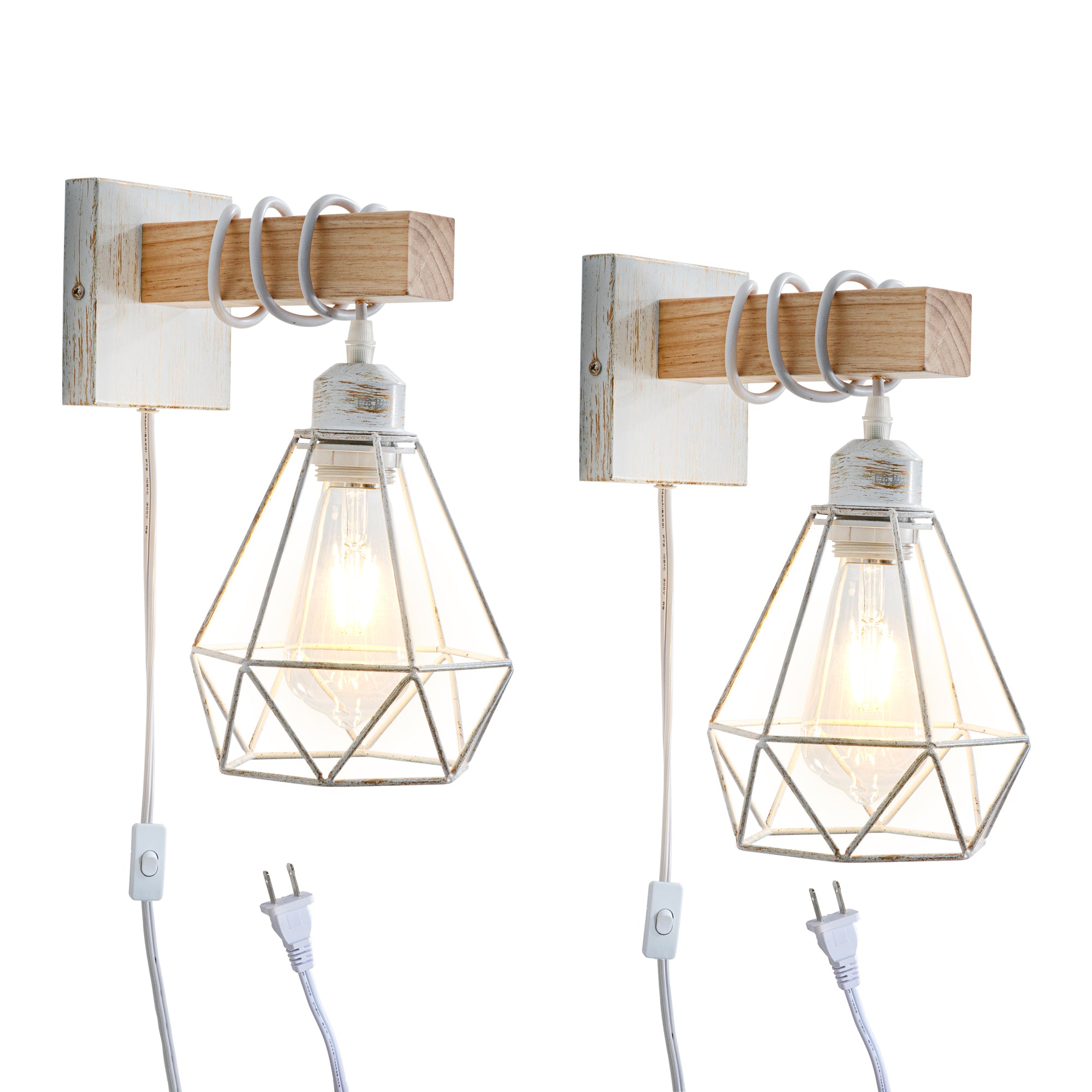 Plug in Wall Sconces 2 Pack White Farmhouse Wall Sconces Lighting Indoor Wall Lamp Plug in Wall Light Fixtures